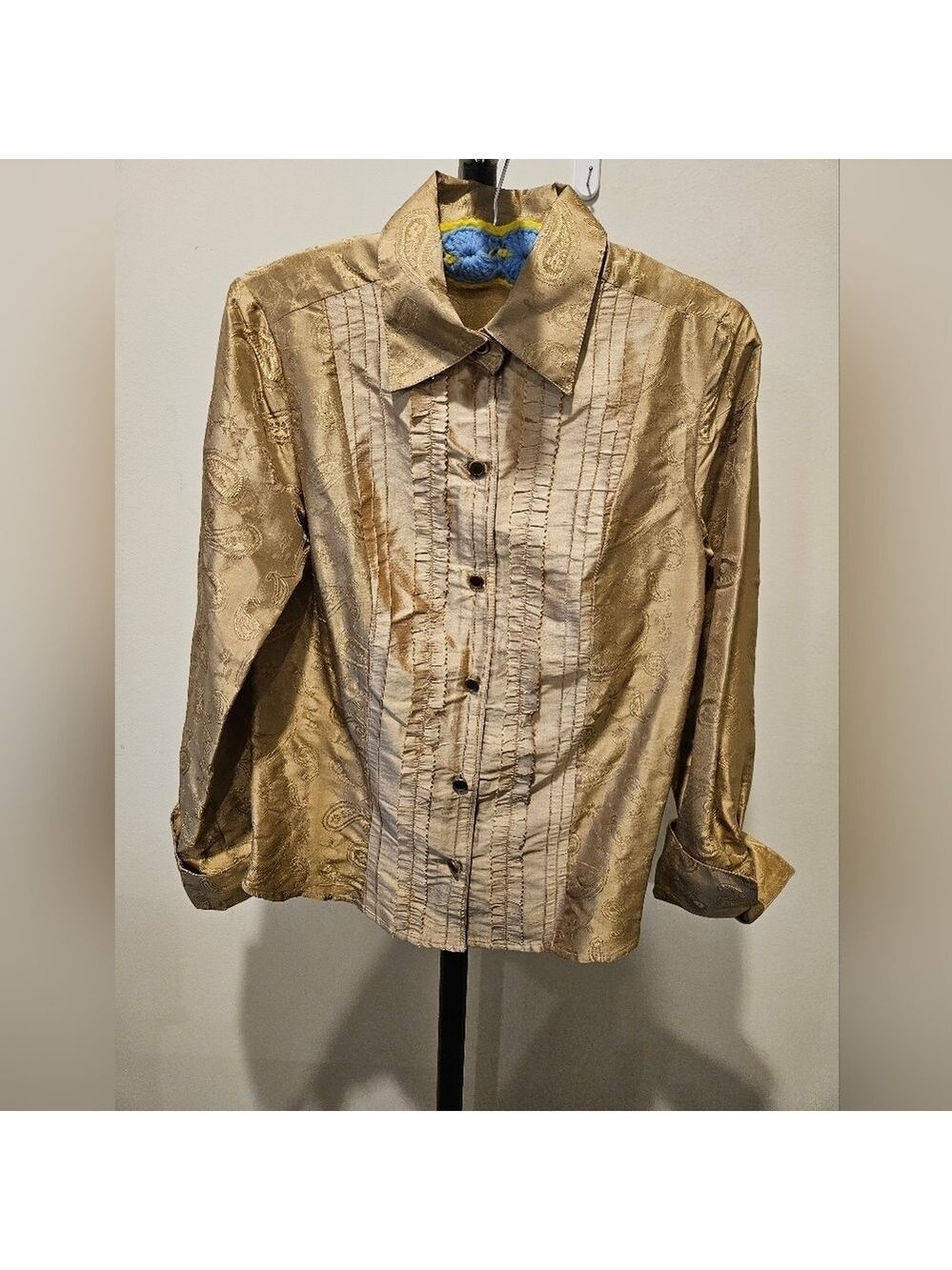 CANVASBACKS 100% SILK VINTAGE WOMEN'S PAISLEY PRINT LONG SLEEVED BLOUSE SIZE 8